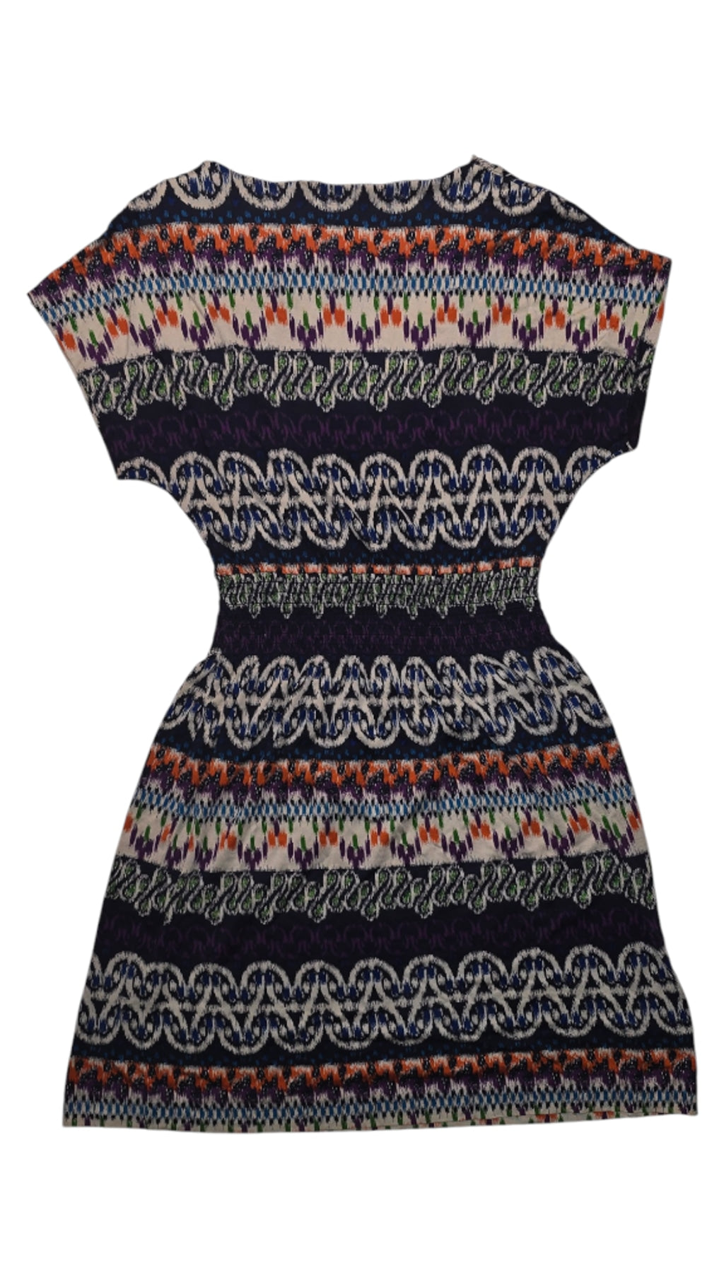 Women's Tory Burch Silk Dress XS Blue Multi Cap Sleeve Boho