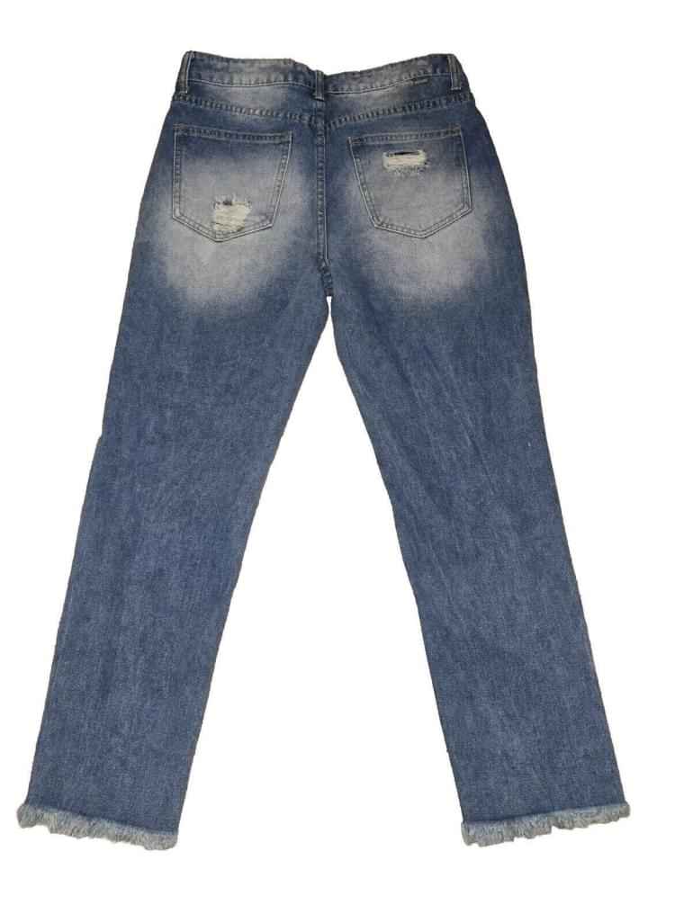 Hot Kiss Ultra Distressed High Rise Mom Jeans Size 7 Frayed Hem
