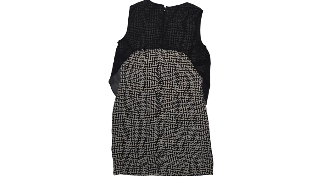 Women's Rag & Bone Black Fleet Dress 100% Silk Zig Zag with Sheer top Size 4