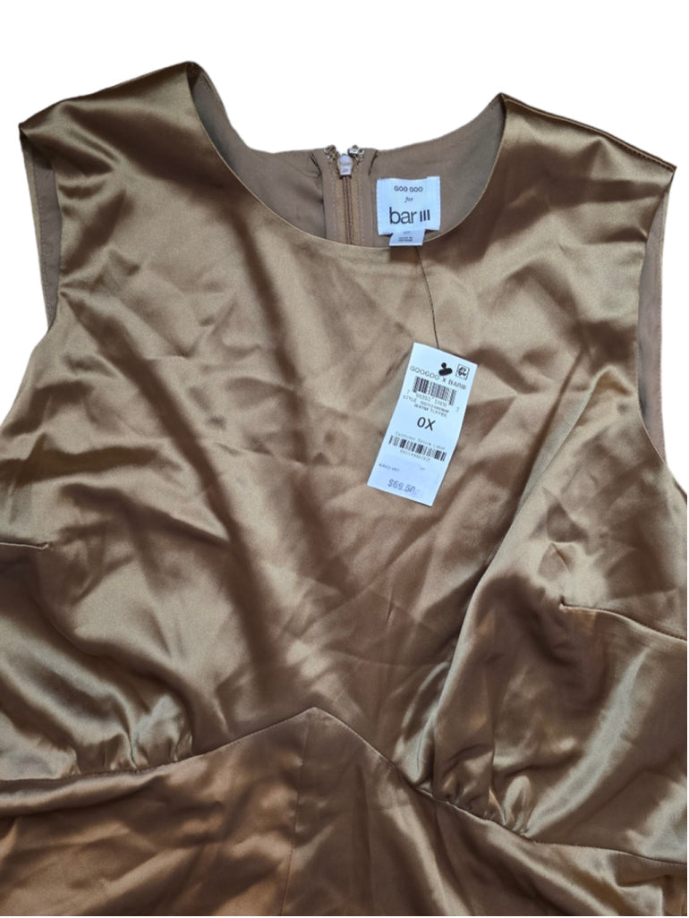 Women's Goo Goo for Bar III Dress 0X Gold Bronze Semi-Formal Knee-Length