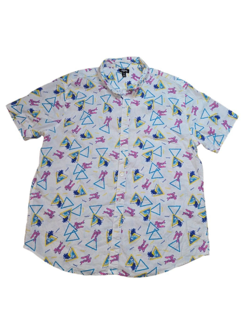Vintage Men's City Streets Beach Bum 90's Saved By The Bel Button Shirt XL White