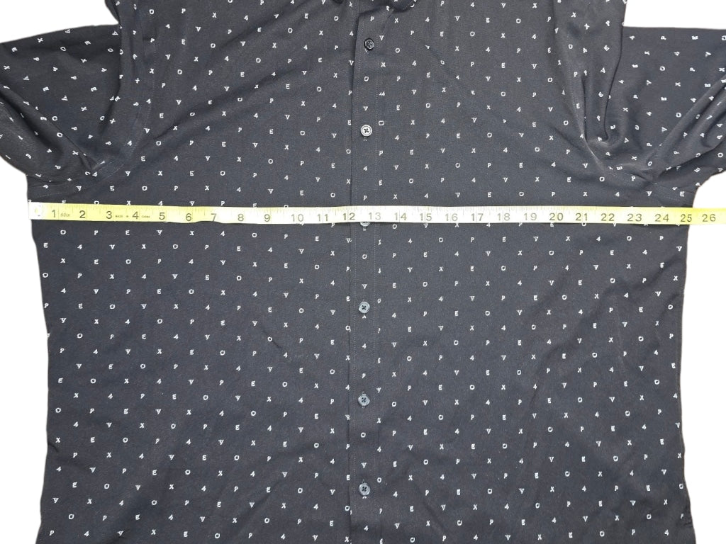 Men's Express Fitted Stretch Moisture Wicking Soft Shirt Black White Letters XL