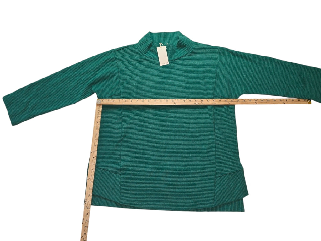 Women's Melloday Green Tunic Sweater Ribbed Knit Top 1X Mock Neck Pullover NEW