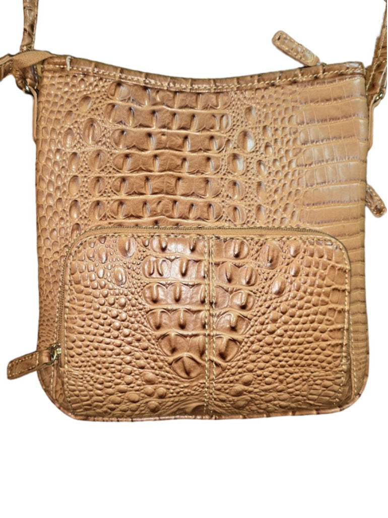 Women's Marc Fisher Faux Crocodile Vegan Leather Brown Medium Crossbody Bag