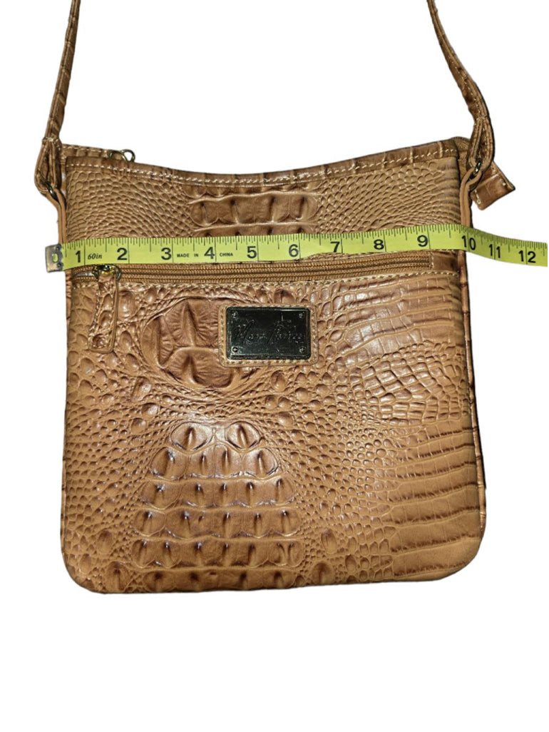Women's Marc Fisher Faux Crocodile Vegan Leather Brown Medium Crossbody Bag