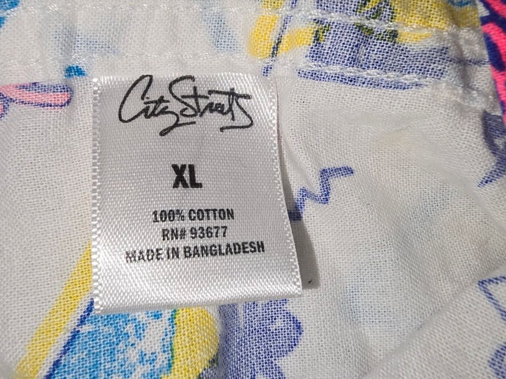 Vintage Men's City Streets Beach Bum 90's Saved By The Bel Button Shirt XL White