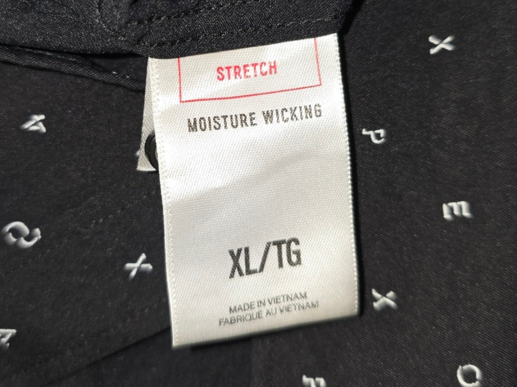 Men's Express Fitted Stretch Moisture Wicking Soft Shirt Black White Letters XL