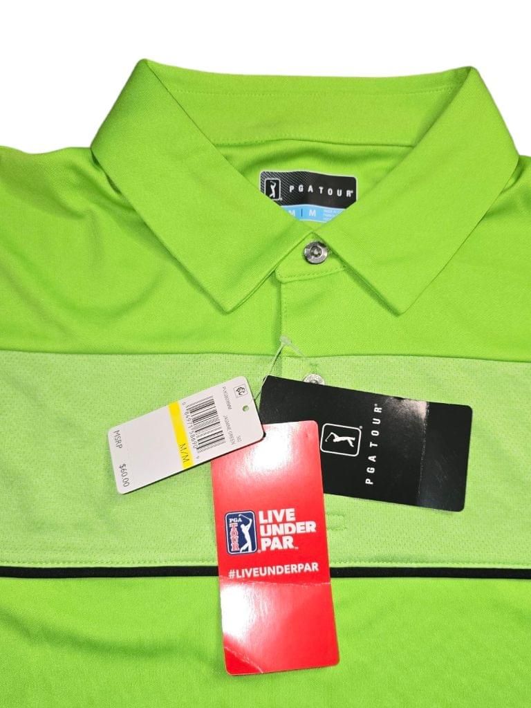 Men's PGA TOUR Jasmine Green Golf Polo Shirt Size M MSRP $60