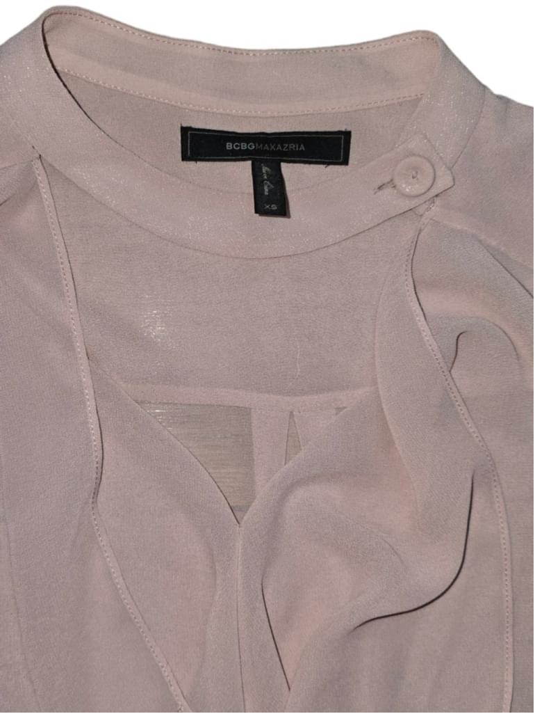 Women's BCBGeneration Pink Ruffle Trim Sheer Blouse Size XS Tunic Ruffle Top
