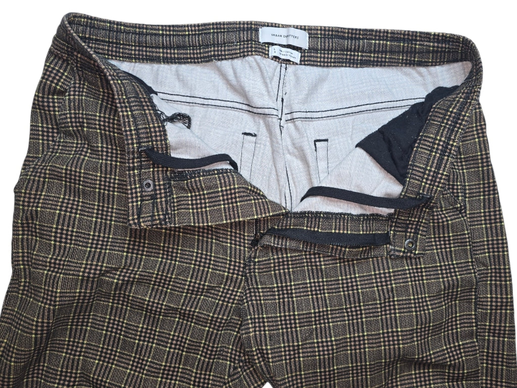 Men's Urban Outfitters Tartan Brown Plaid Skinny Pants Size 32