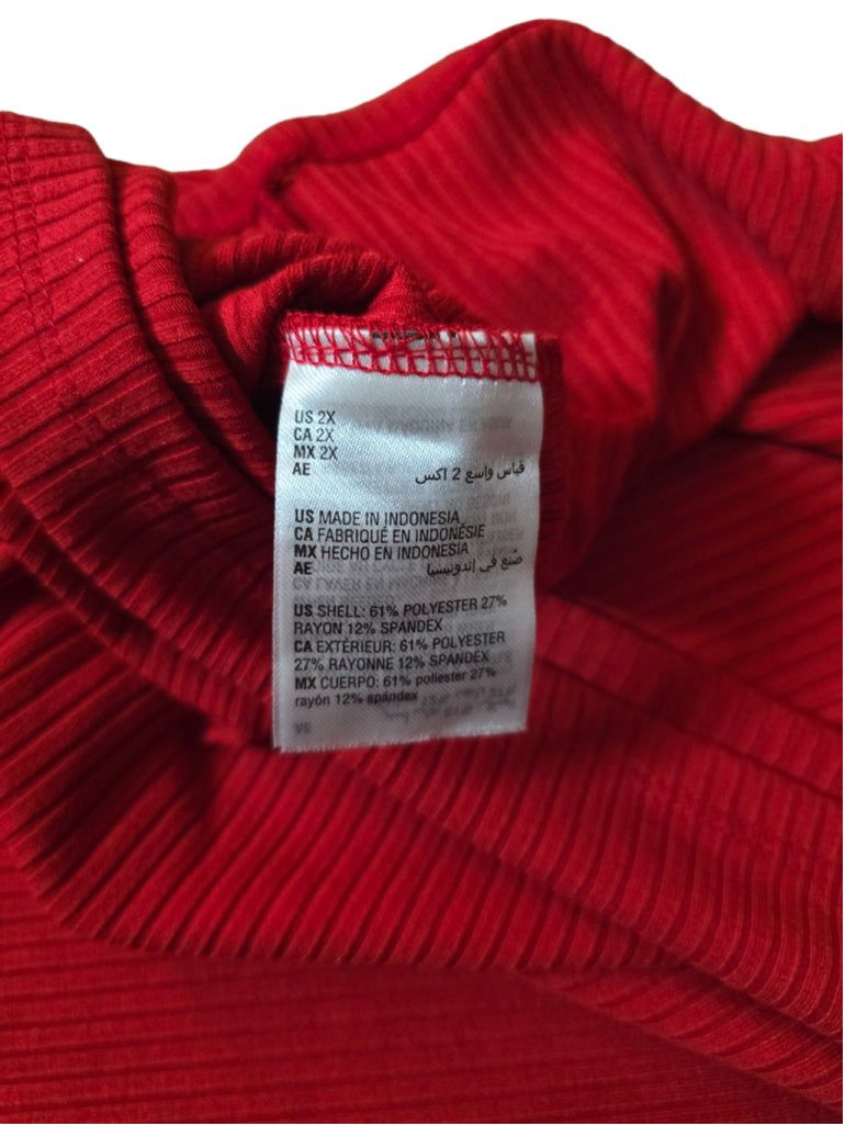 Women's Bar III Red 2X Ribbed V-Neck Sweater Dress Fitted Bodycon Long Sleeve