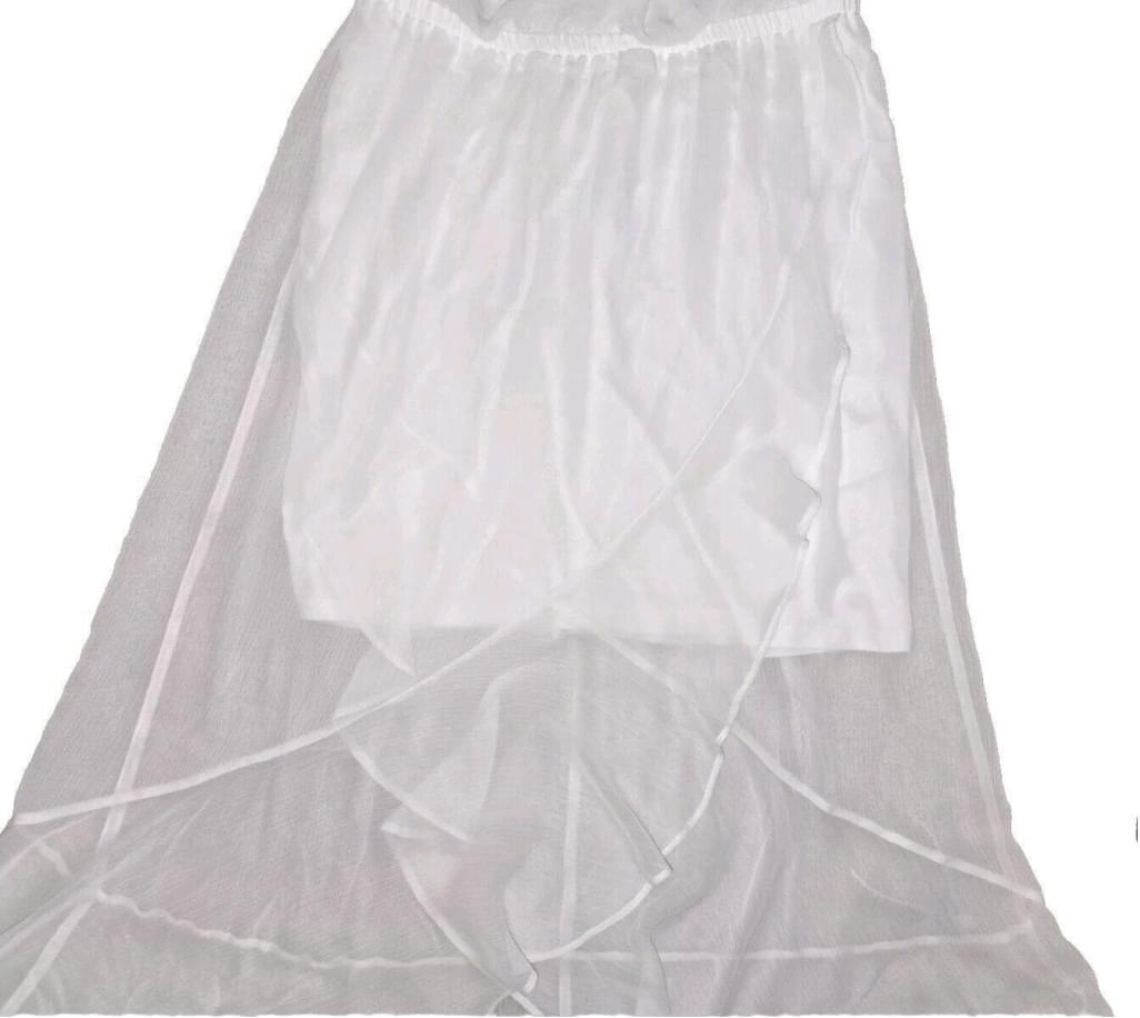 Express White Off Shoulder High Low Ruffle Sheer Lined Dress Medium Summer Beach