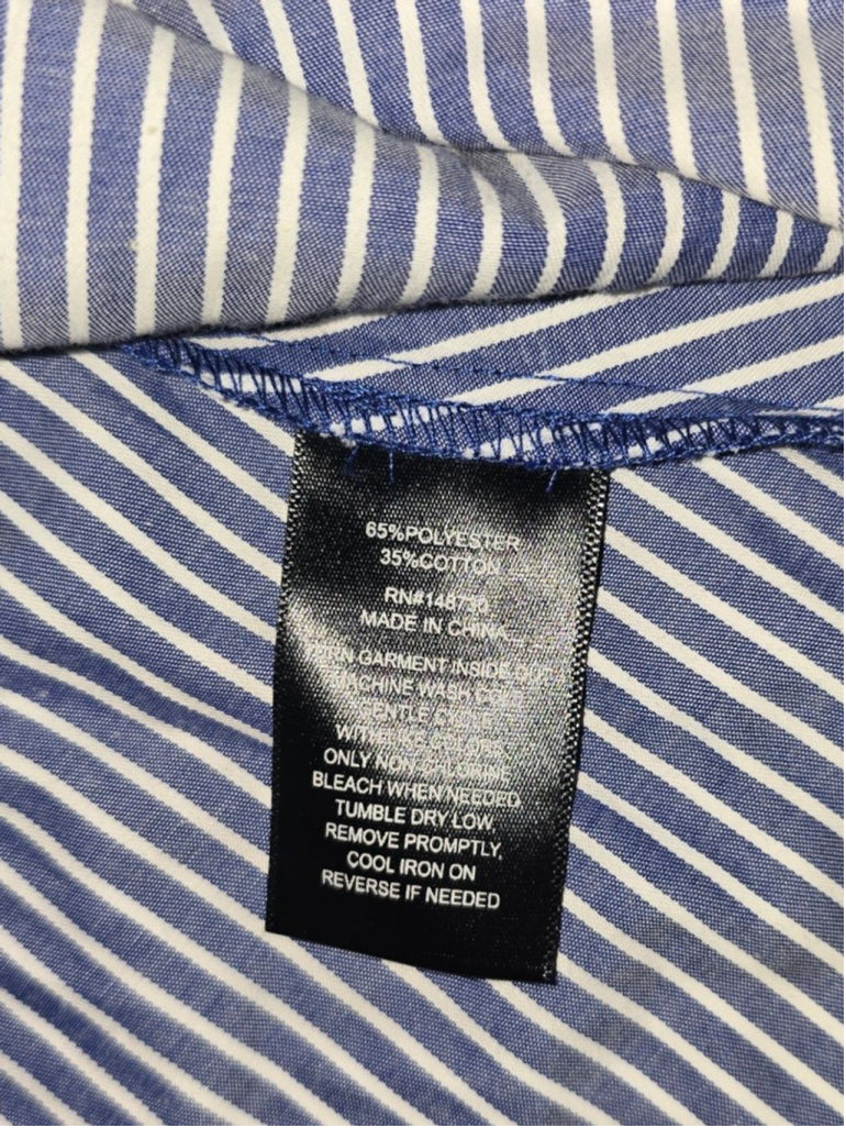 Women ECI Dress Blue White Striped Size 10 One Shoulder Bow Detail Fit & Flare
