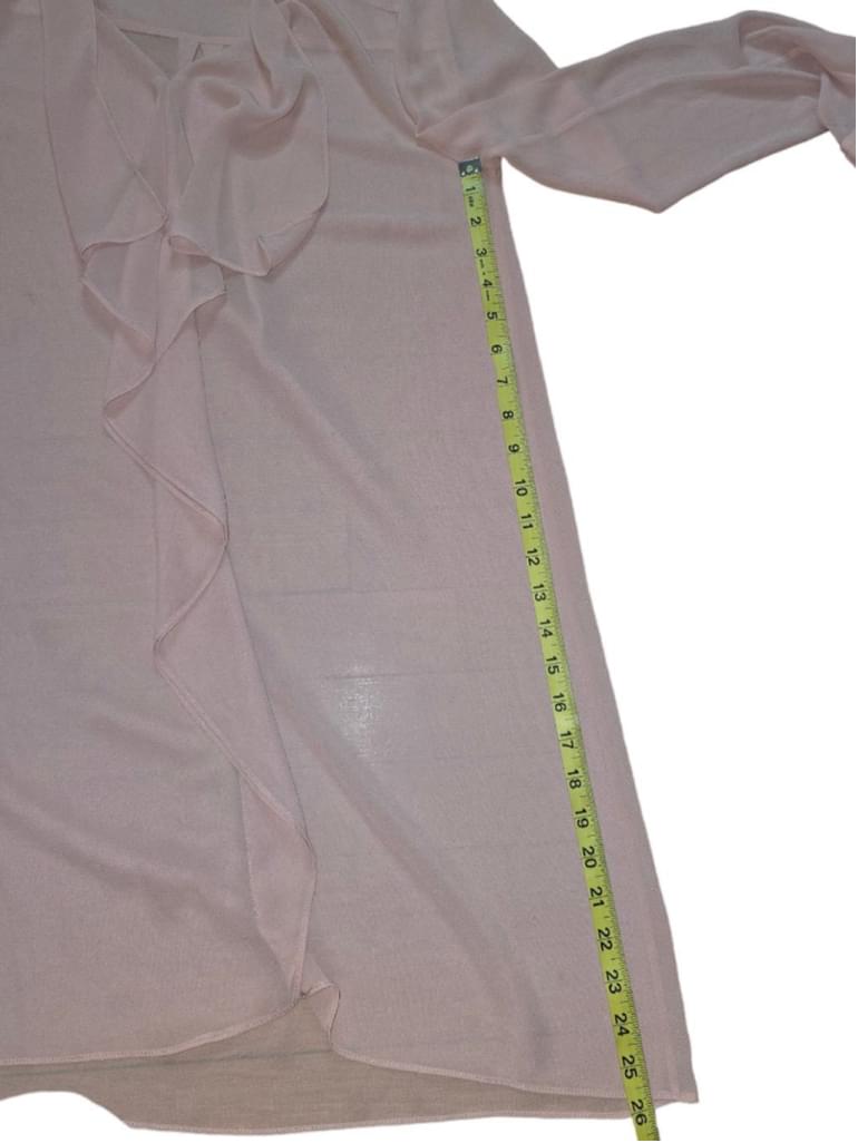 Women's BCBGeneration Pink Ruffle Trim Sheer Blouse Size XS Tunic Ruffle Top