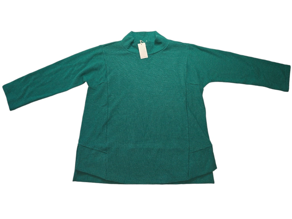 Women's Melloday Green Tunic Sweater Ribbed Knit Top 1X Mock Neck Pullover NEW