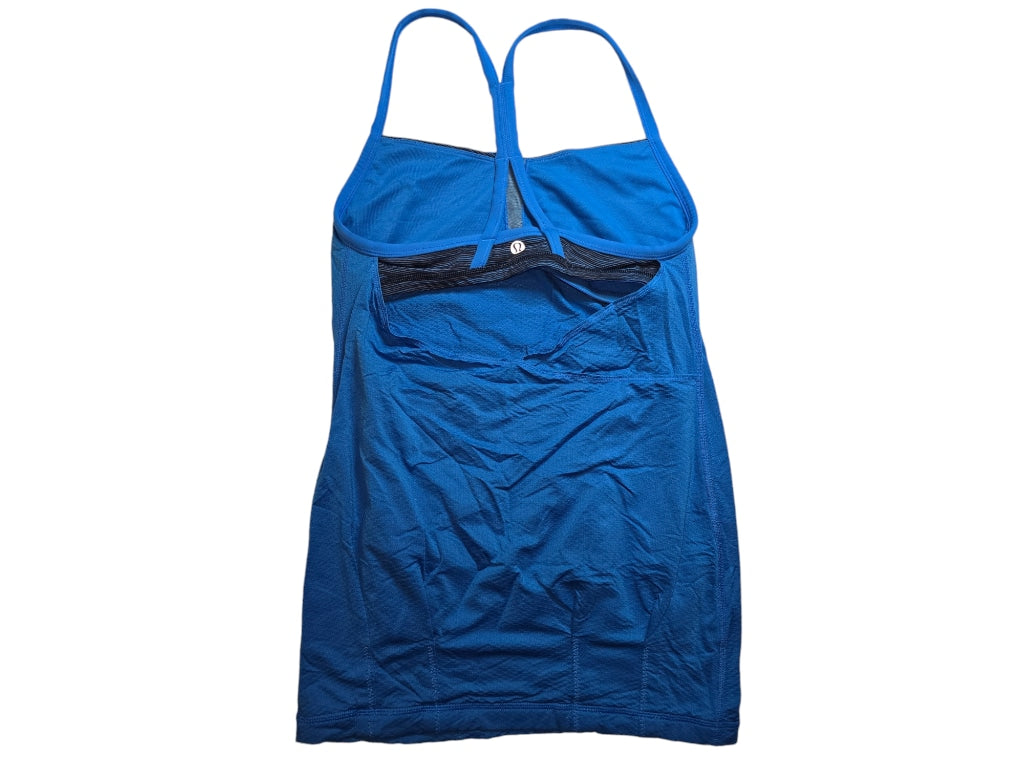 Lululemon Women's 6 Blue Athletic Y Tank Shelf Bra Racerback Layered Vented Gym