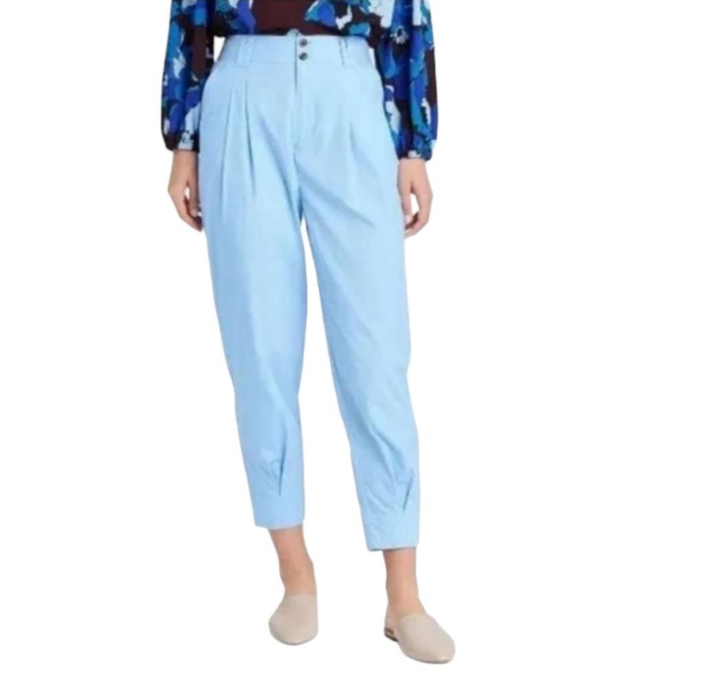 Women's Who What Wear Light Blue Ankle Pleated Tapered Pants Size 2 MSRP $34.99
