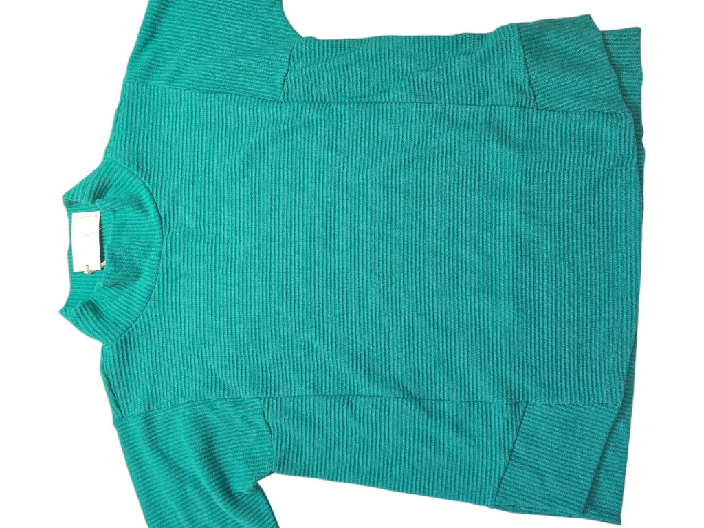 Women's Melloday Green Tunic Sweater Ribbed Knit Top 1X Mock Neck Pullover NEW