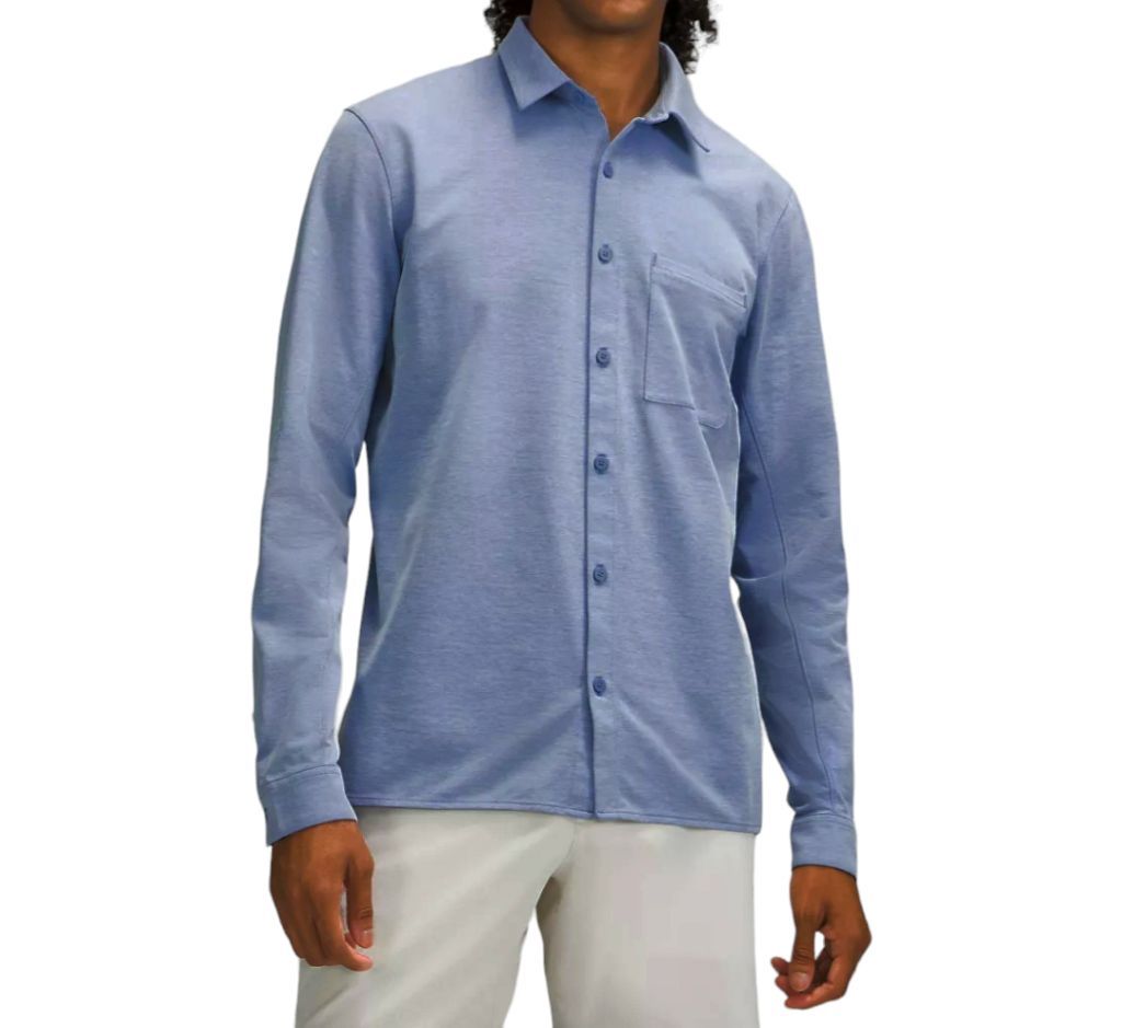 Men's Lululemon Blue Long Sleeve Button Down Shirt Size SMALL
