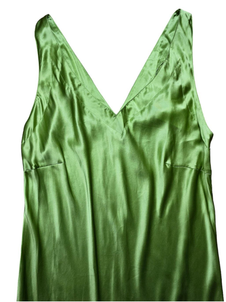 NWT Vintage 90s Victoria's Secret Green Silk Slip Dress Size M Night Gown