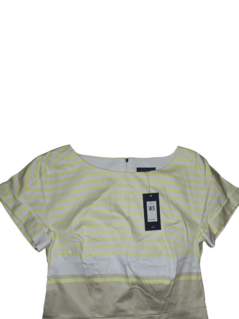 Women's Tommy Hilfiger Yellow Beige White Striped Dress Size 4 NWT MSRP $119.99