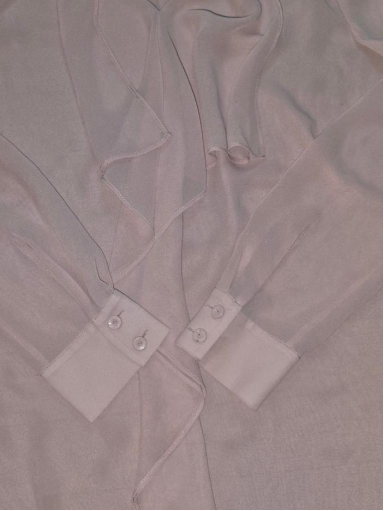 Women's BCBGeneration Pink Ruffle Trim Sheer Blouse Size XS Tunic Ruffle Top