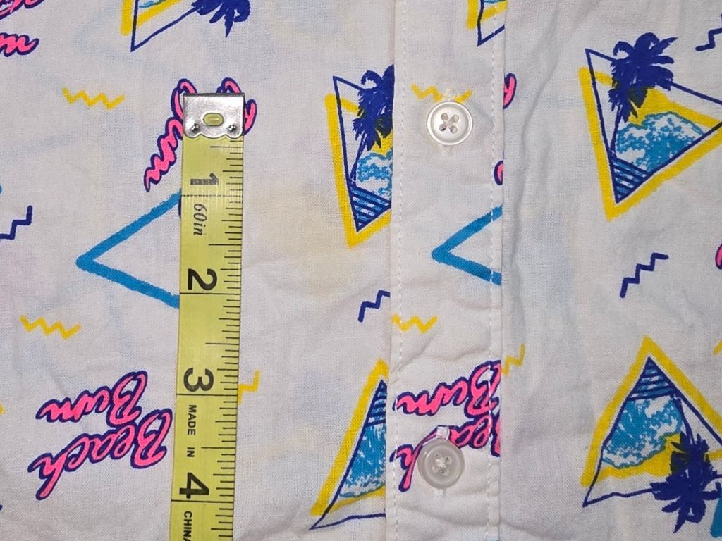 Vintage Men's City Streets Beach Bum 90's Saved By The Bel Button Shirt XL White