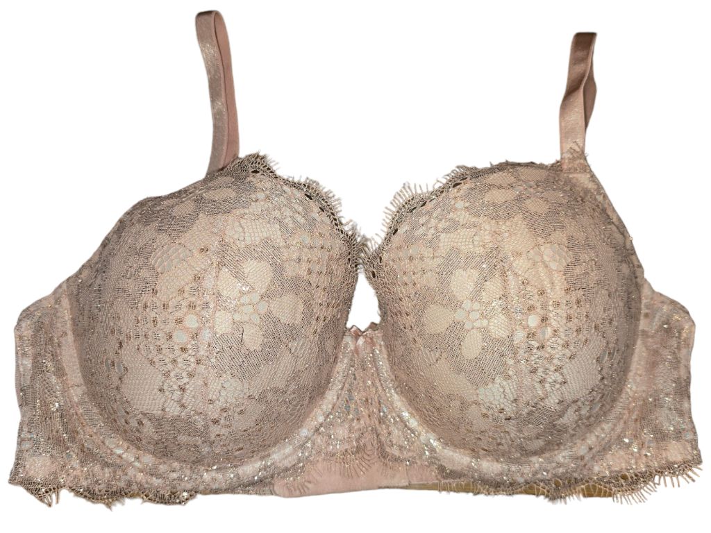 Women's Victoria's Secret Dream Angels Lined Demi Bra Nude Pink 36D Gold Shimmer