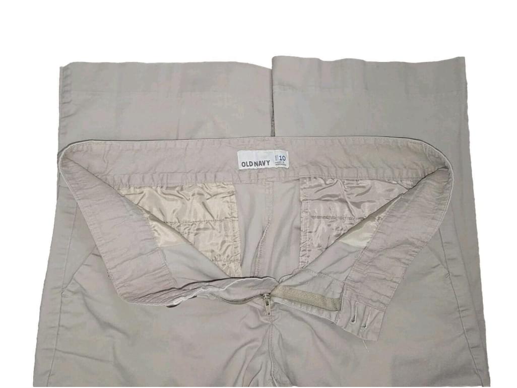 Old Navy Pants Size 10 Womens Flare Low-Rise Casual Stretch Pockets Chino Khaki