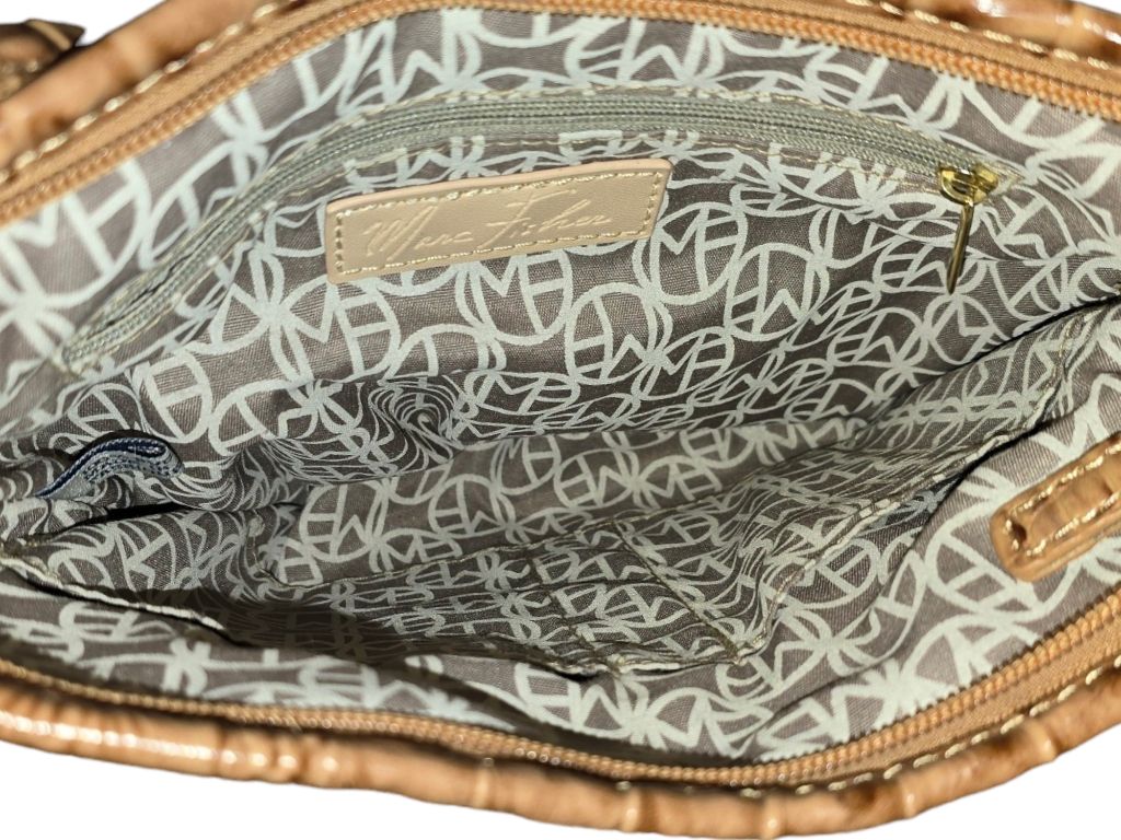 Women's Marc Fisher Faux Crocodile Vegan Leather Brown Medium Crossbody Bag