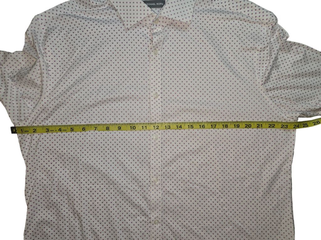 Men's Michael Kors White Slim Fit Fine Gauge Knit LS Button Down Shirt Size XL