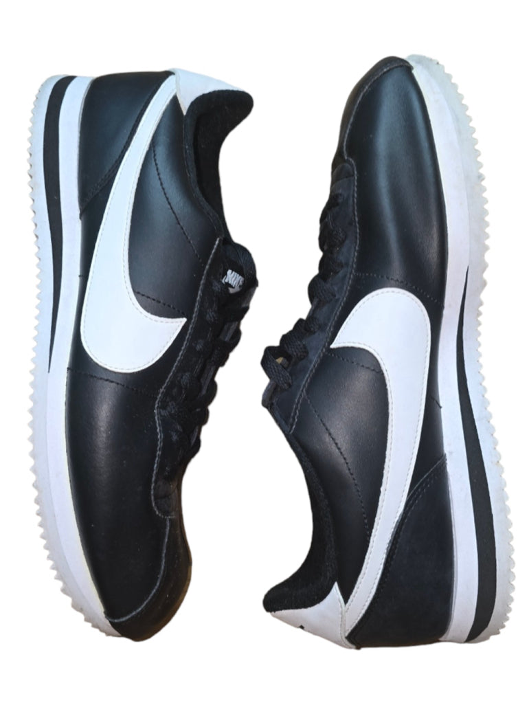 Men's Nike Cortez Black White Swoosh Sneakers Men's Leather SZ 11.5
