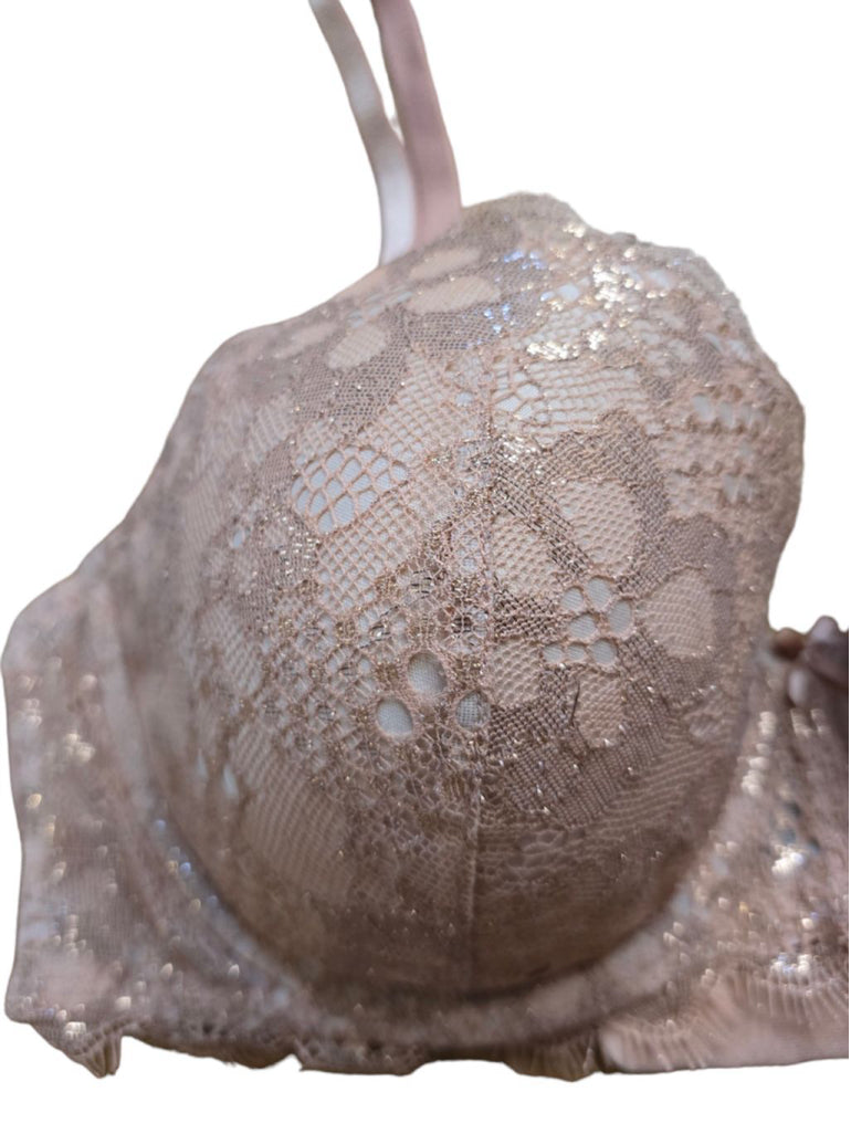 Women's Victoria's Secret Dream Angels Lined Demi Bra Nude Pink 36D Gold Shimmer