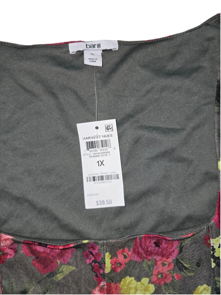 Women's Bar III Floral Corset Square-Neck Mesh Crop Tank Top 1X MSRP 39.50