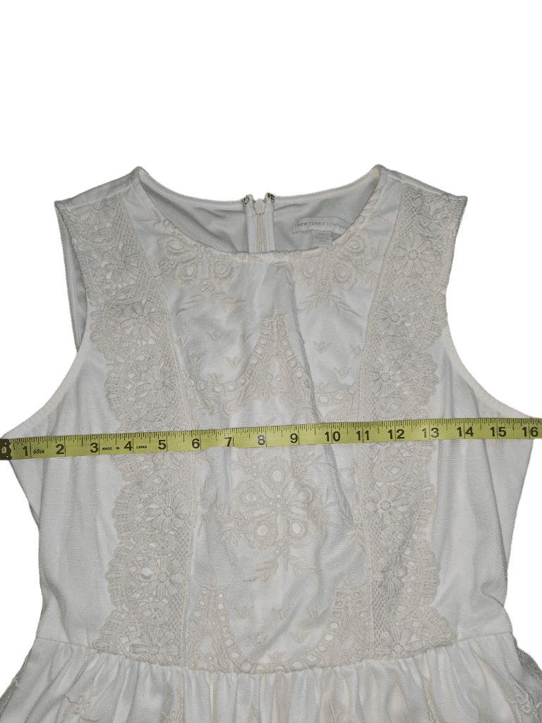 Women's New York & Company White Embroidered Eyelet Dress Size S