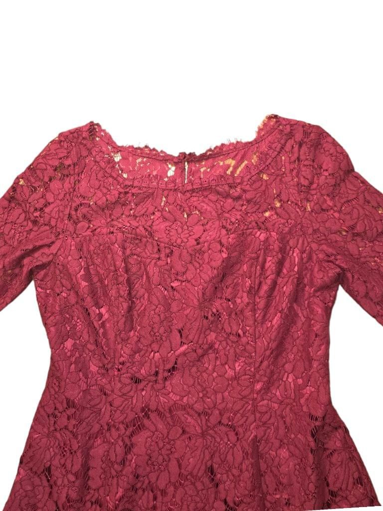 Eliza J Maroon 3/4 Sleeve Fit & Flare Lace Dress Size 8 NEW