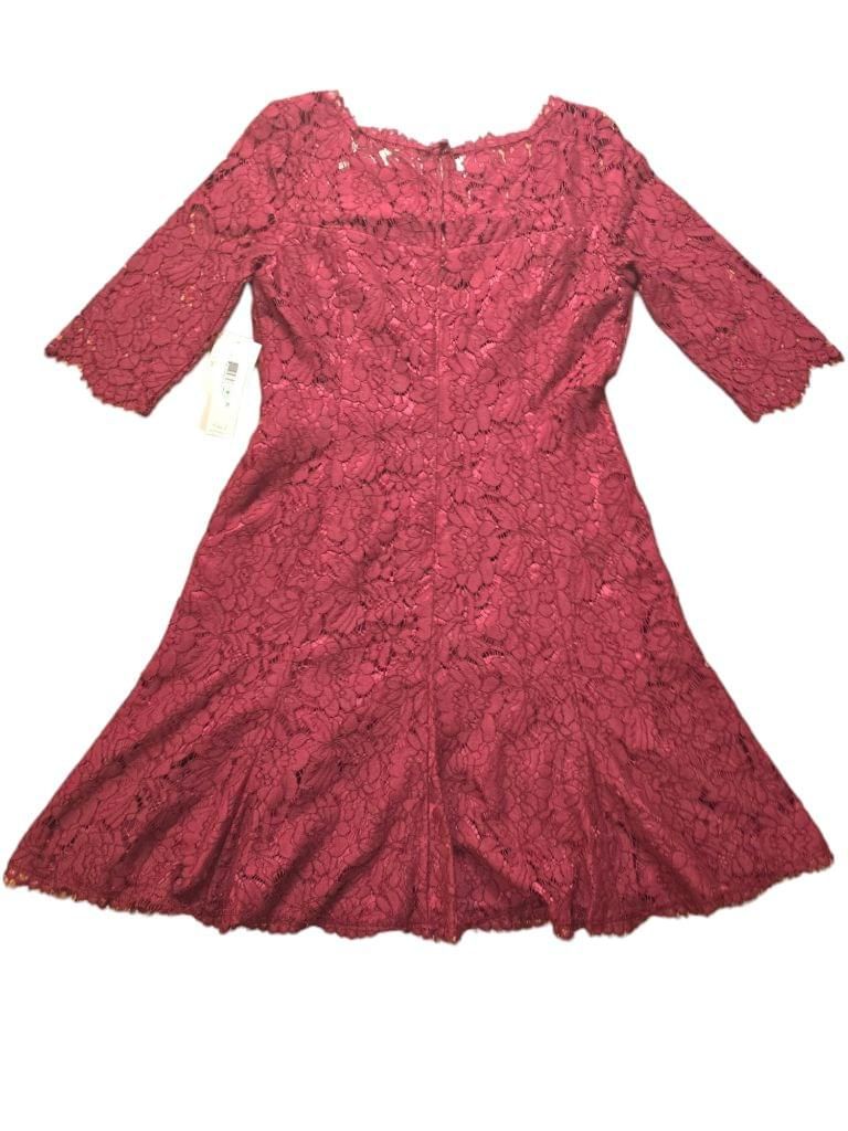 Eliza J Maroon 3/4 Sleeve Fit & Flare Lace Dress Size 8 NEW