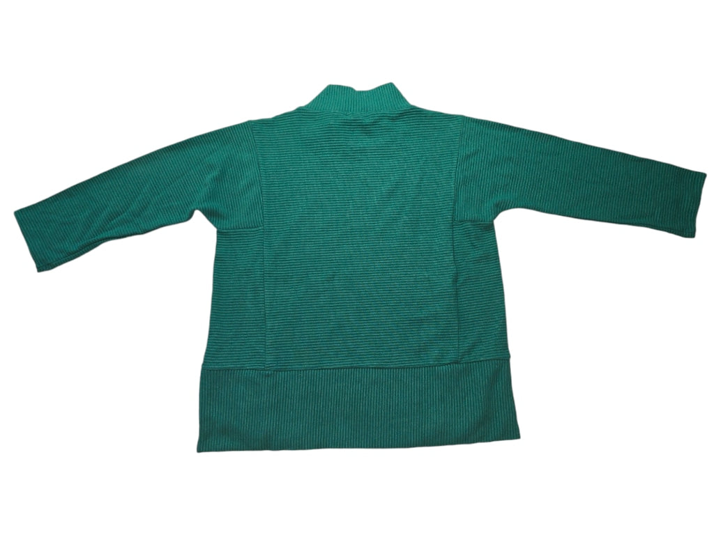 Women's Melloday Green Tunic Sweater Ribbed Knit Top 1X Mock Neck Pullover NEW