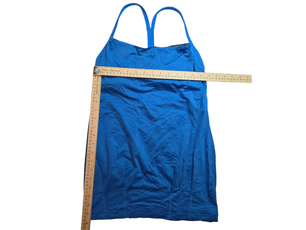 Lululemon Women's 6 Blue Athletic Y Tank Shelf Bra Racerback Layered Vented Gym
