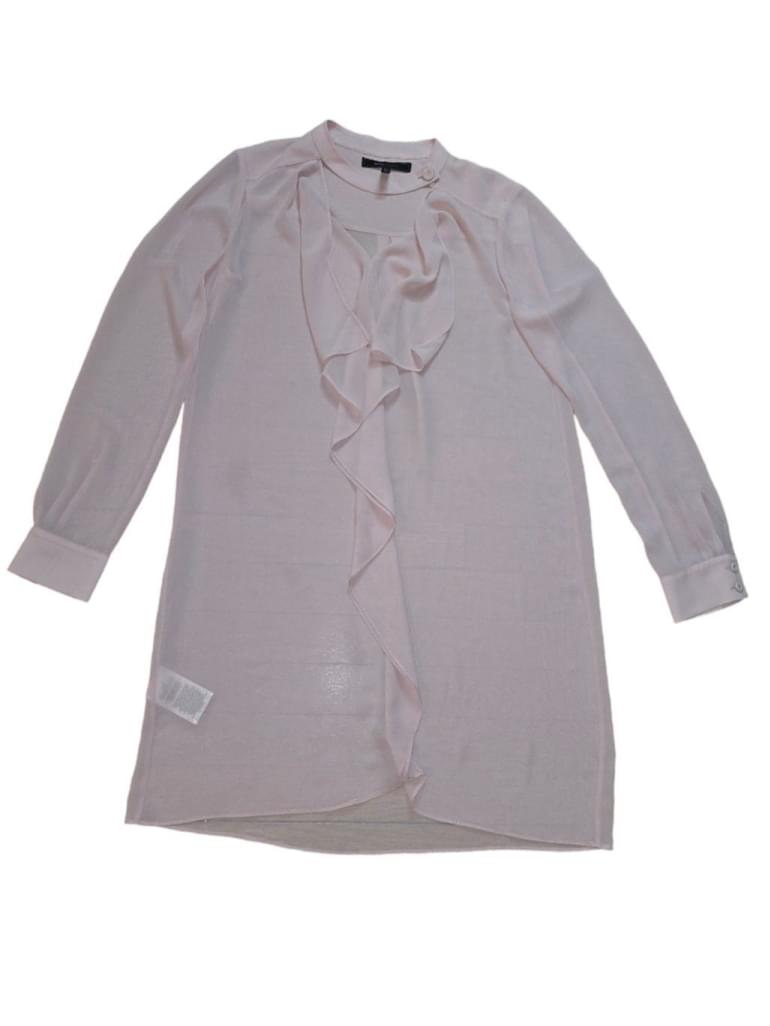 Women's BCBGeneration Pink Ruffle Trim Sheer Blouse Size XS Tunic Ruffle Top