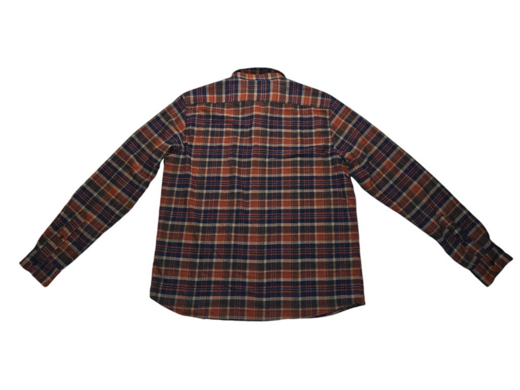 Men's Tailor Vintage Luxe Performance Flannel Shirt Medium Orange Blue Plaid L