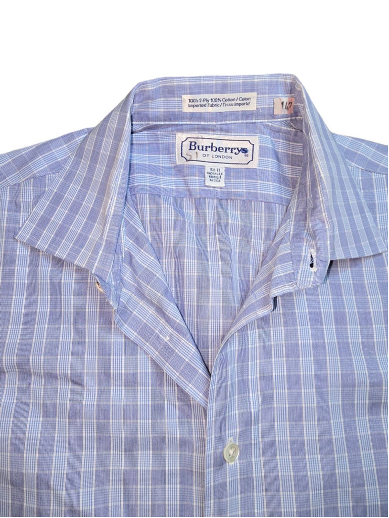 Men's Burberry Blue and White Gingham Button Down Shirt Size 15 1/2 (33)