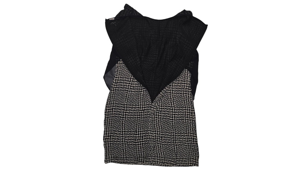 Women's Rag & Bone Black Fleet Dress 100% Silk Zig Zag with Sheer top Size 4