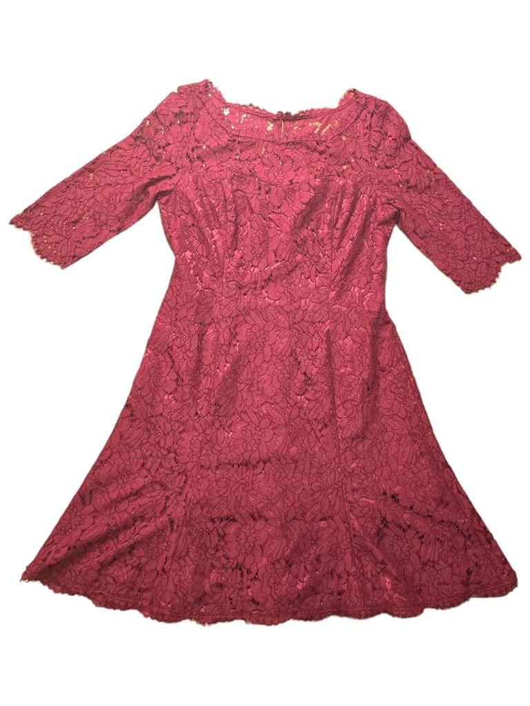 Eliza J Maroon 3/4 Sleeve Fit & Flare Lace Dress Size 8 NEW