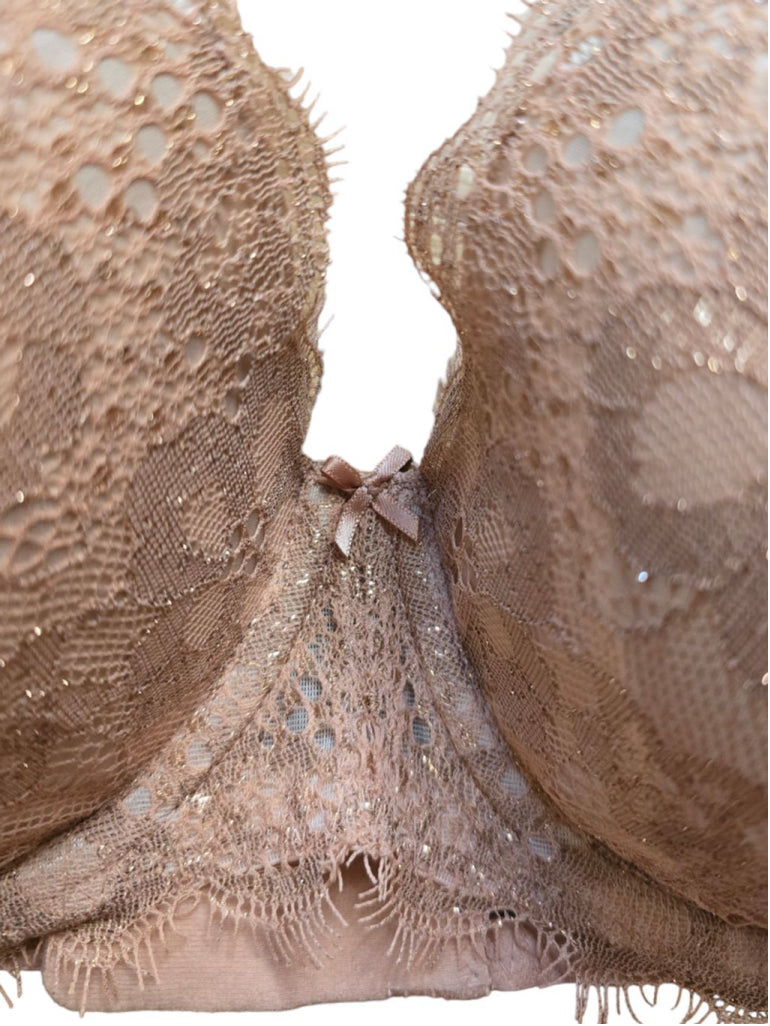 Women's Victoria's Secret Dream Angels Lined Demi Bra Nude Pink 36D Gold Shimmer