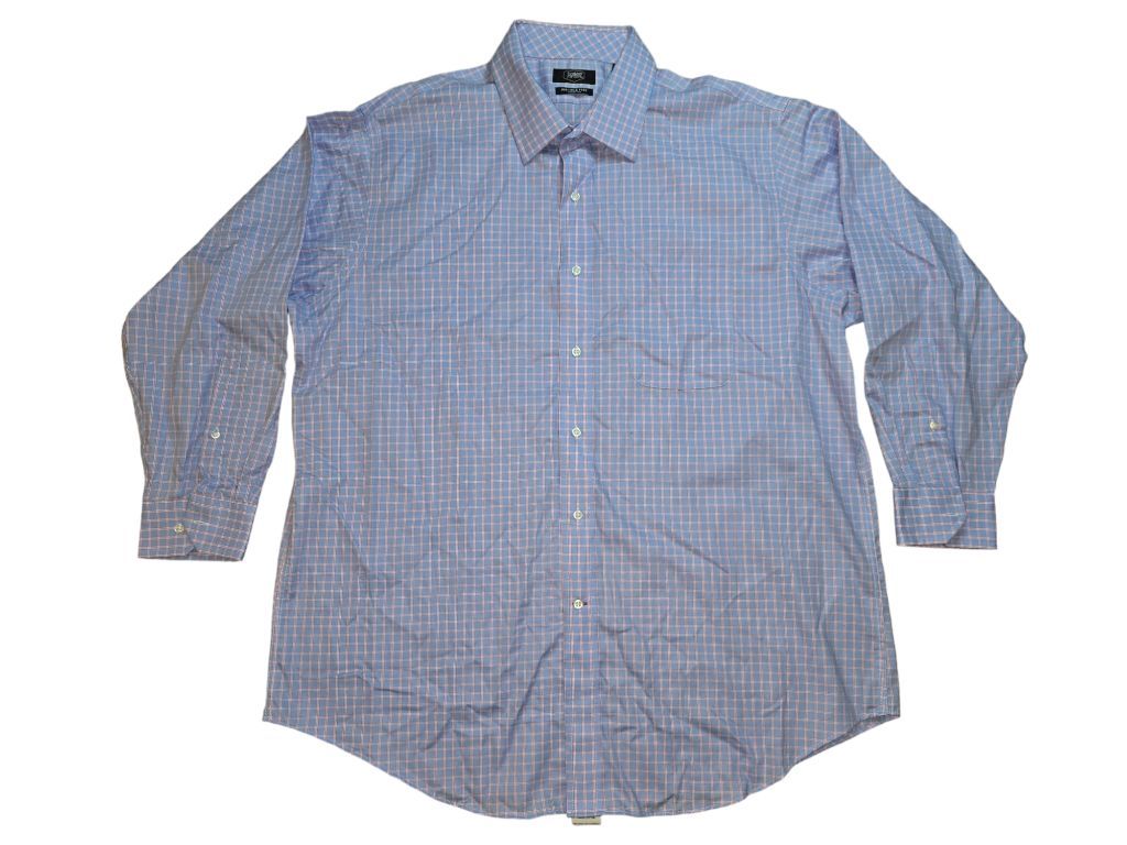 Men's Berkley Jensen Blue and Pink Plaid Dress Shirt Size XL
