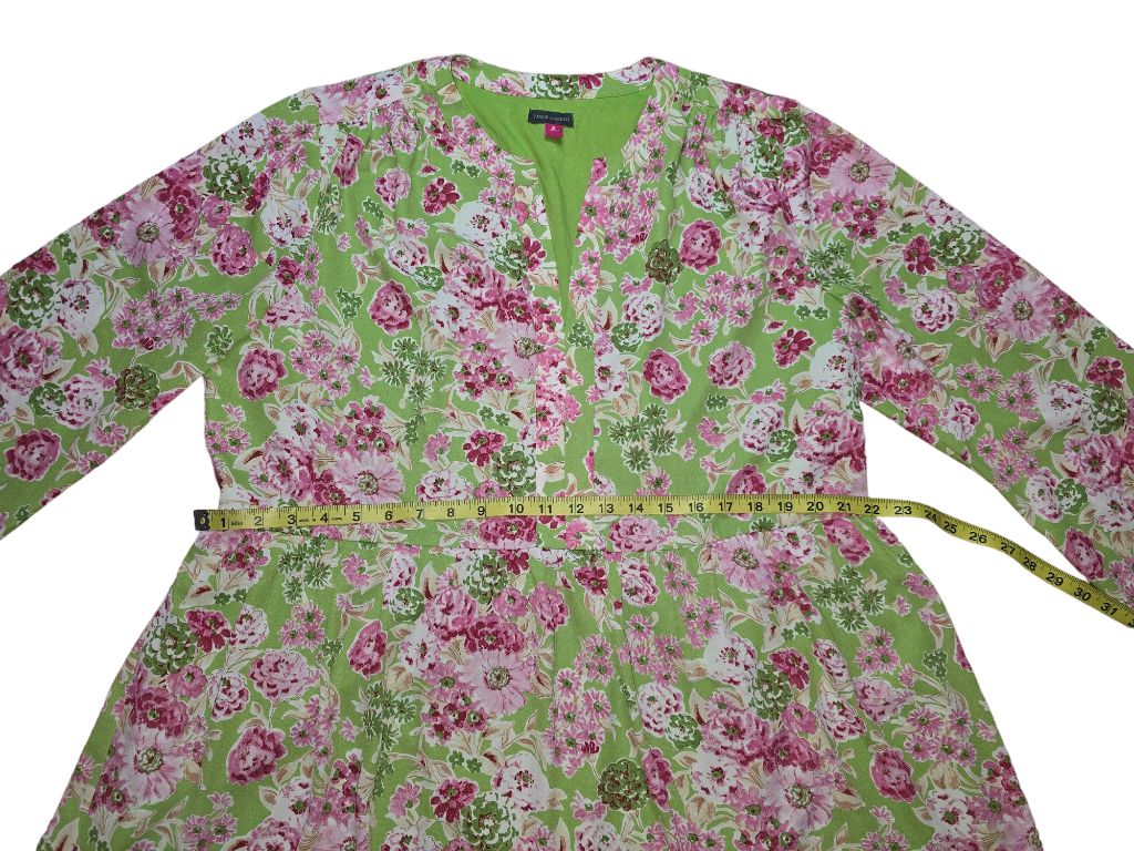 Women's Vince Camuto Green Floral Baby Doll Dress Size XL Bohemian