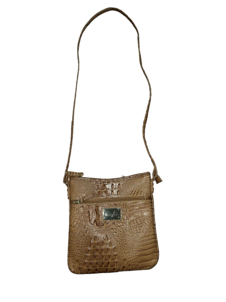 Women's Marc Fisher Faux Crocodile Vegan Leather Brown Medium Crossbody Bag