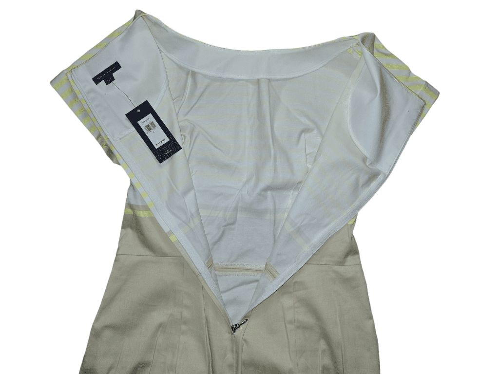 Women's Tommy Hilfiger Yellow Beige White Striped Dress Size 4 NWT MSRP $119.99