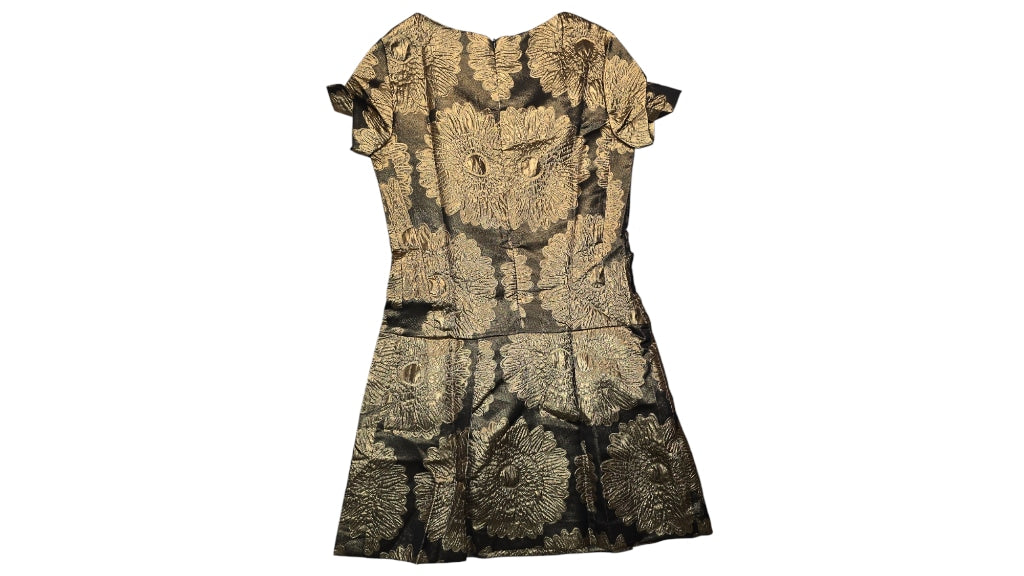 Women's Desigual Vest Gold Floral Lucia Dress Size 38 US 8 Mini HOLIDAY